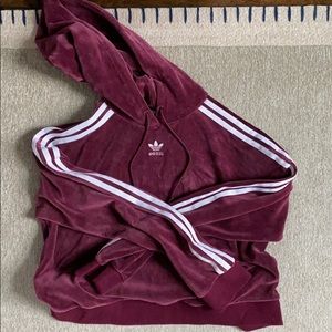 Adidas “Three Stripes” Velvet Hoodie